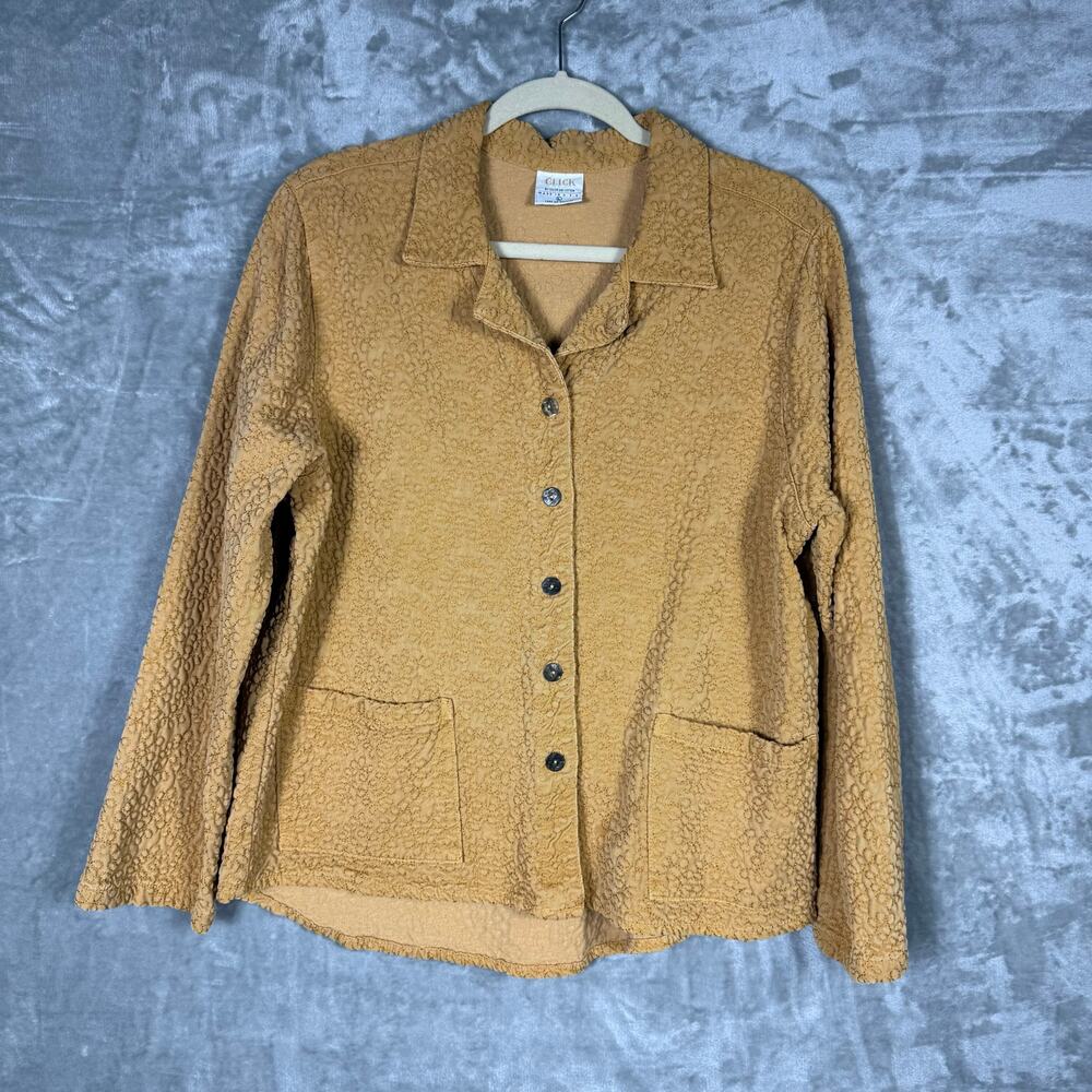 Click by Color me Cotton‎ Textured Cardigan Jacket Size Large Yellow